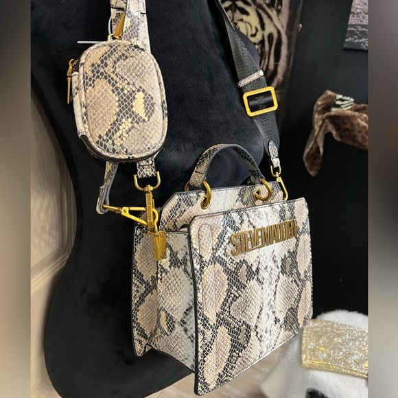 🖤🖤NWT-STEVE MADDEN STUNNING METALLIC BEVELYN SNAKE SATCHEL🖤🖤 - Picture 10 of 14